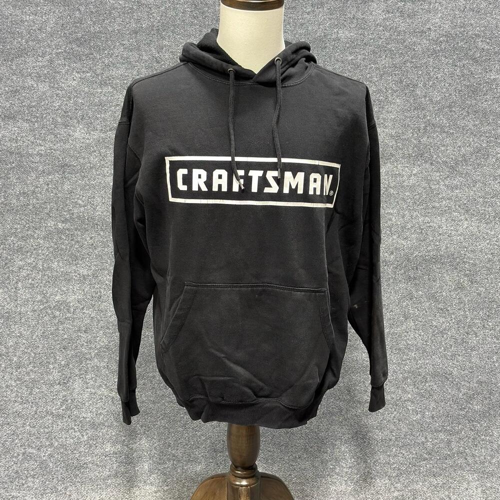 Craftsman Hoodie Mens Medium Black Logo Pullover Fleece Kangaroo Pocket